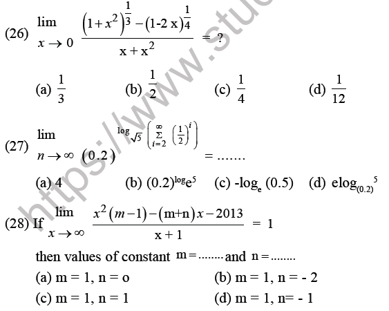 JEE Mathematics Limits Continuity And Differentiability MCQs Set B ...